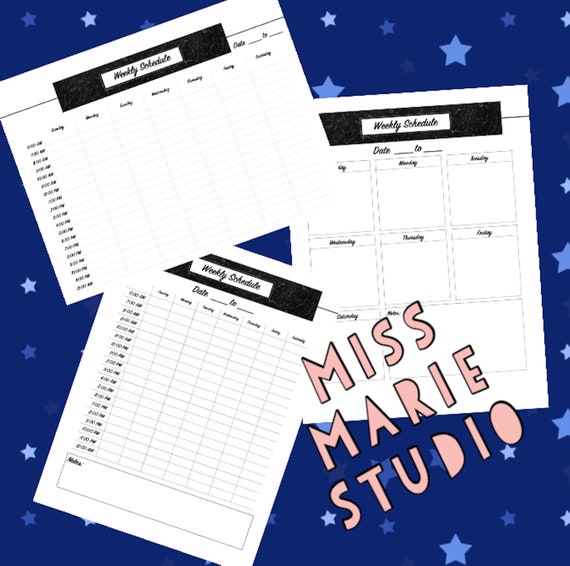 Weekly Schedule Printables ...instant Download Planner - Etsy