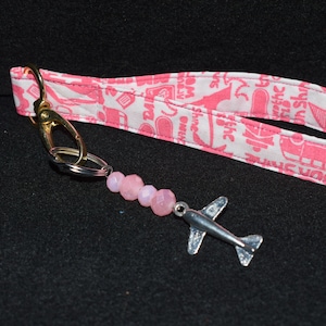 Keychain Wristlet with Airplane Charm