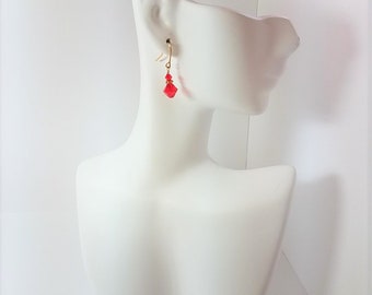 Earrings Red Crystal & Gold