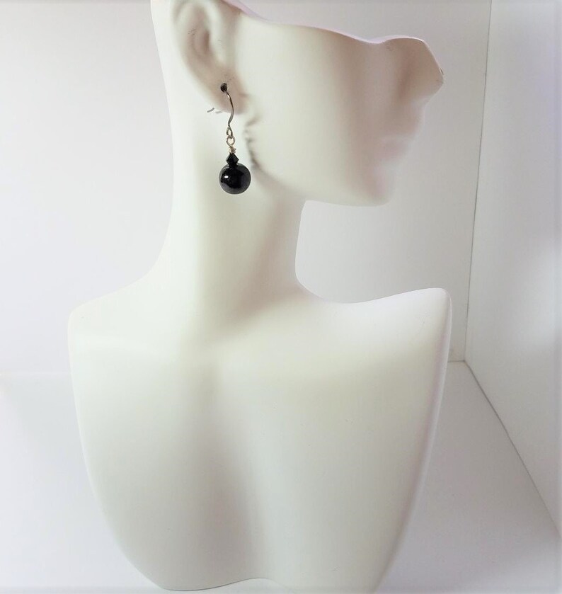 Earrings Black Glass & Crystal image 3