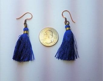 Earrings Cobalt Blue Tassels