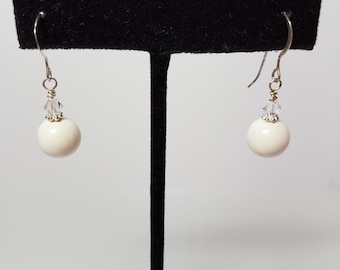 Earrings Cream Glass Pearls & Silver