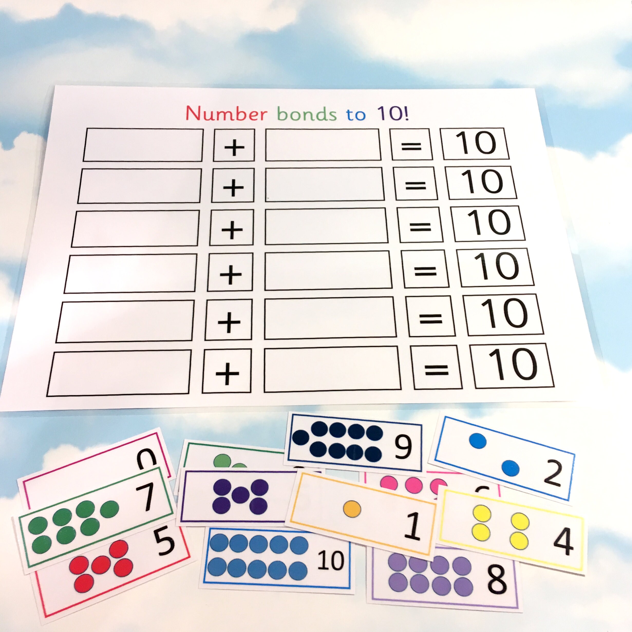 Number Bonds To 10 Learning Sheet And Cards Ks1 Teaching Etsy