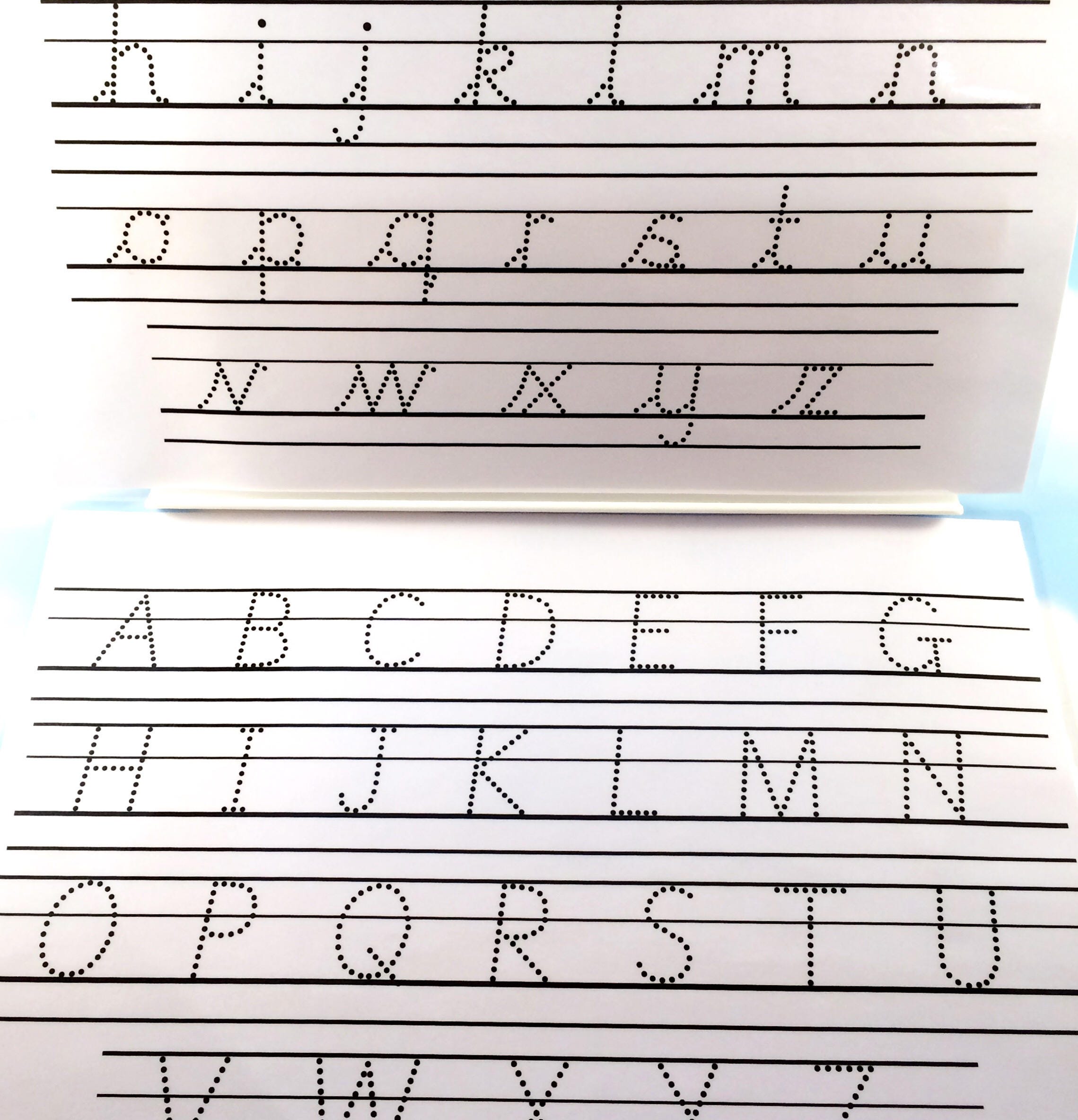 cursive tracing sheets with guide lines alphabet number etsy