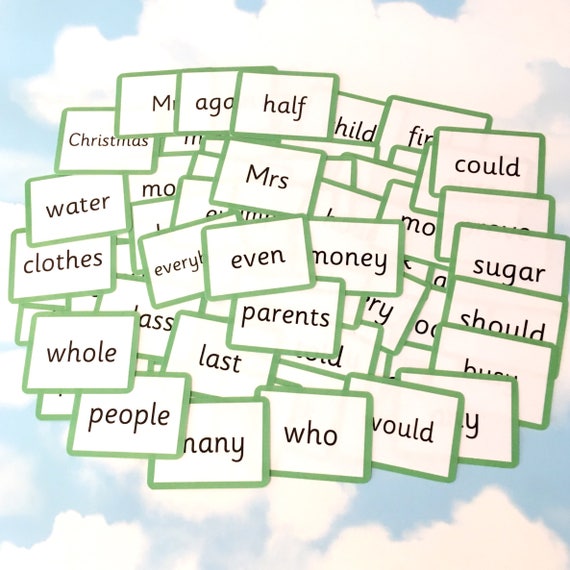 Year 2 Common Exception Words Flash Cards Educational Toy Etsy