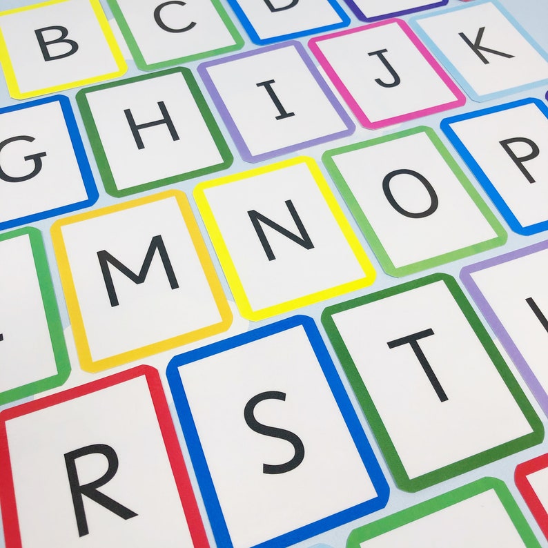 uppercase letters flash cards printable starting school etsy