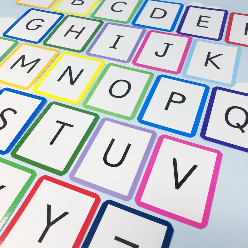 uppercase letters flash cards printable starting school etsy