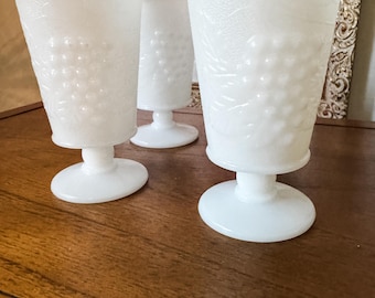 Set of 4 Milk Glass Goblets - Harvest Grape