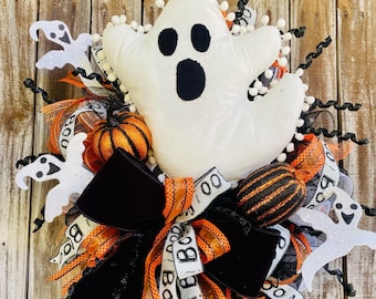 Halloween Ghost Wreath, Halloween Wreath, Halloween Decoration, Ghost Wreath