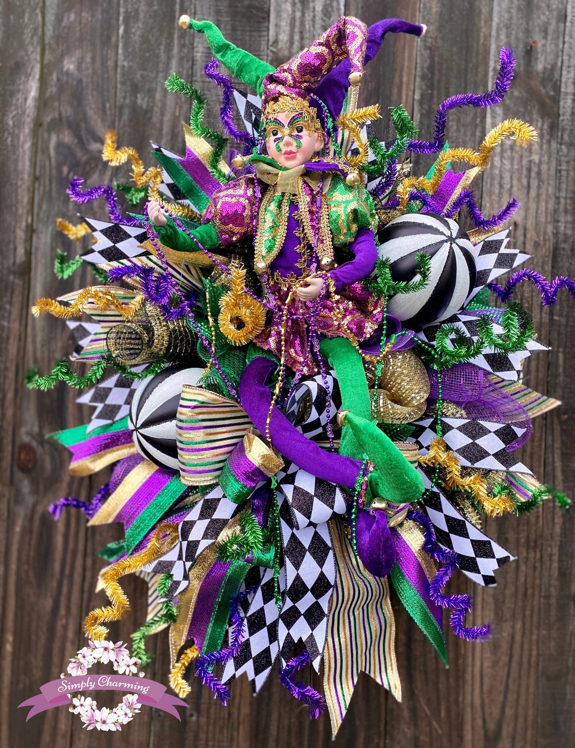 mardi gras jester wreath