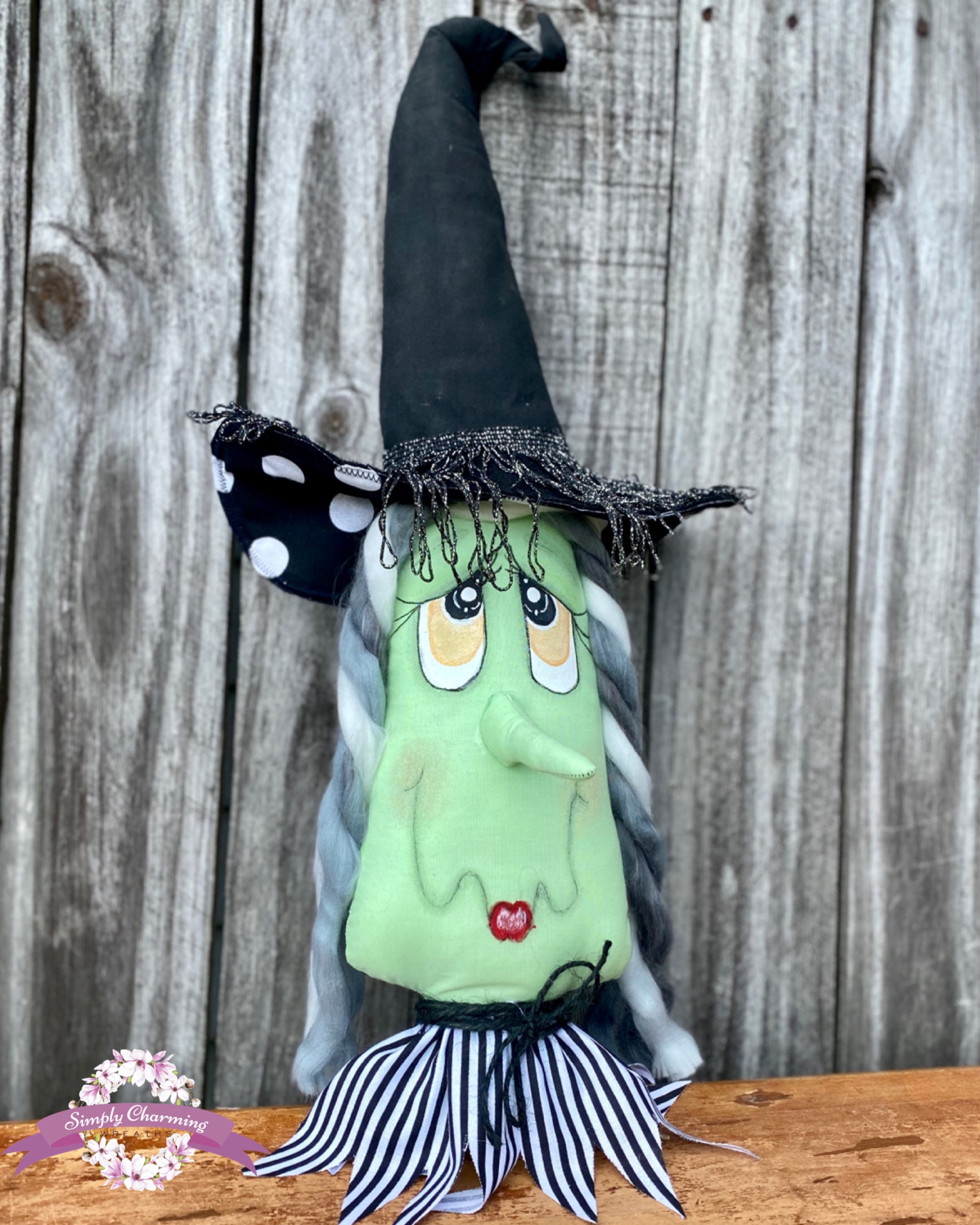 Witch Wreath Attachment, Green Witch, Halloween Wreath Attachment