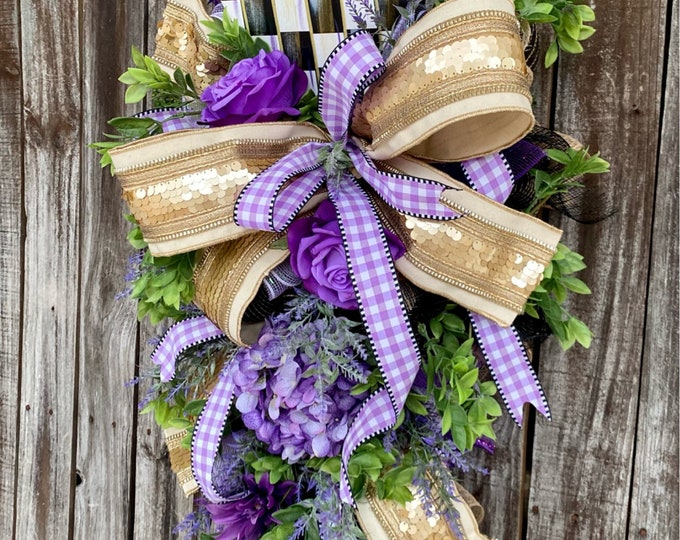 Lavender Heart Wreath, Spring Wreath, Wedding Wreath, Everyday Wreath for Front Door