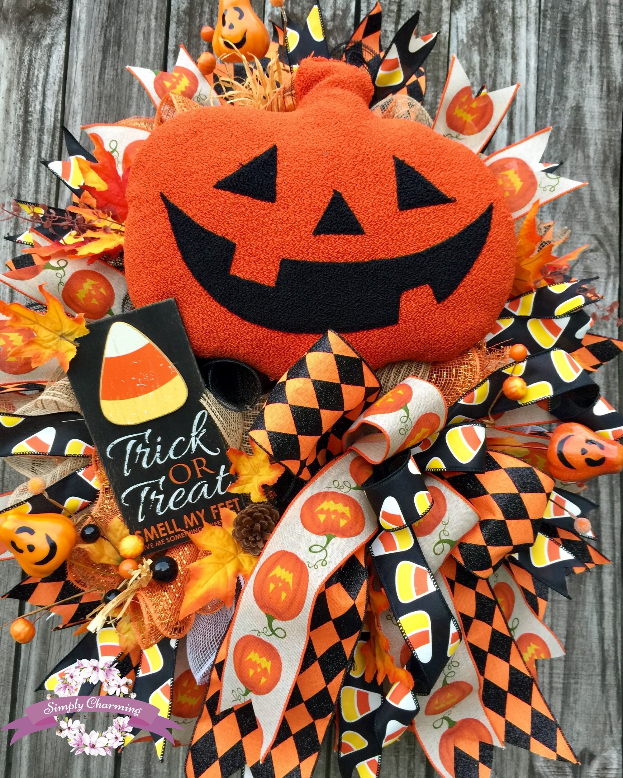Candy Corn Decorated Pumpkin