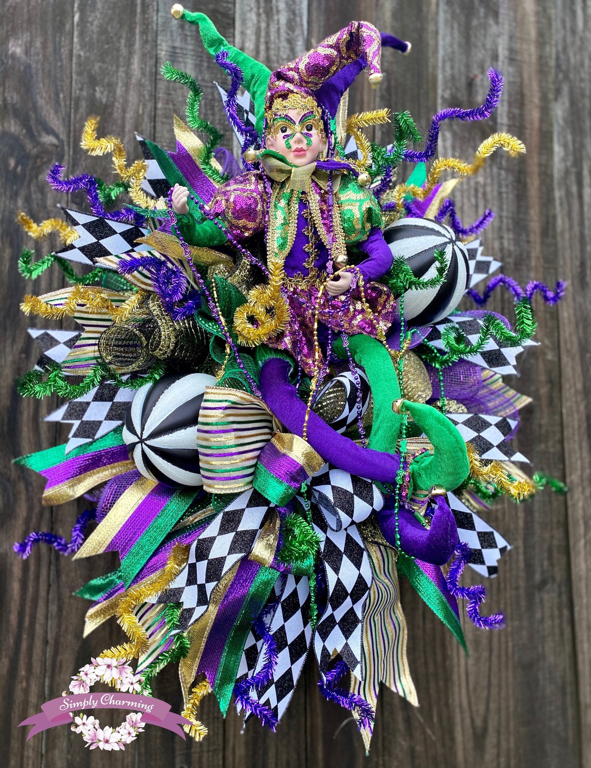 mardi gras wreath bows