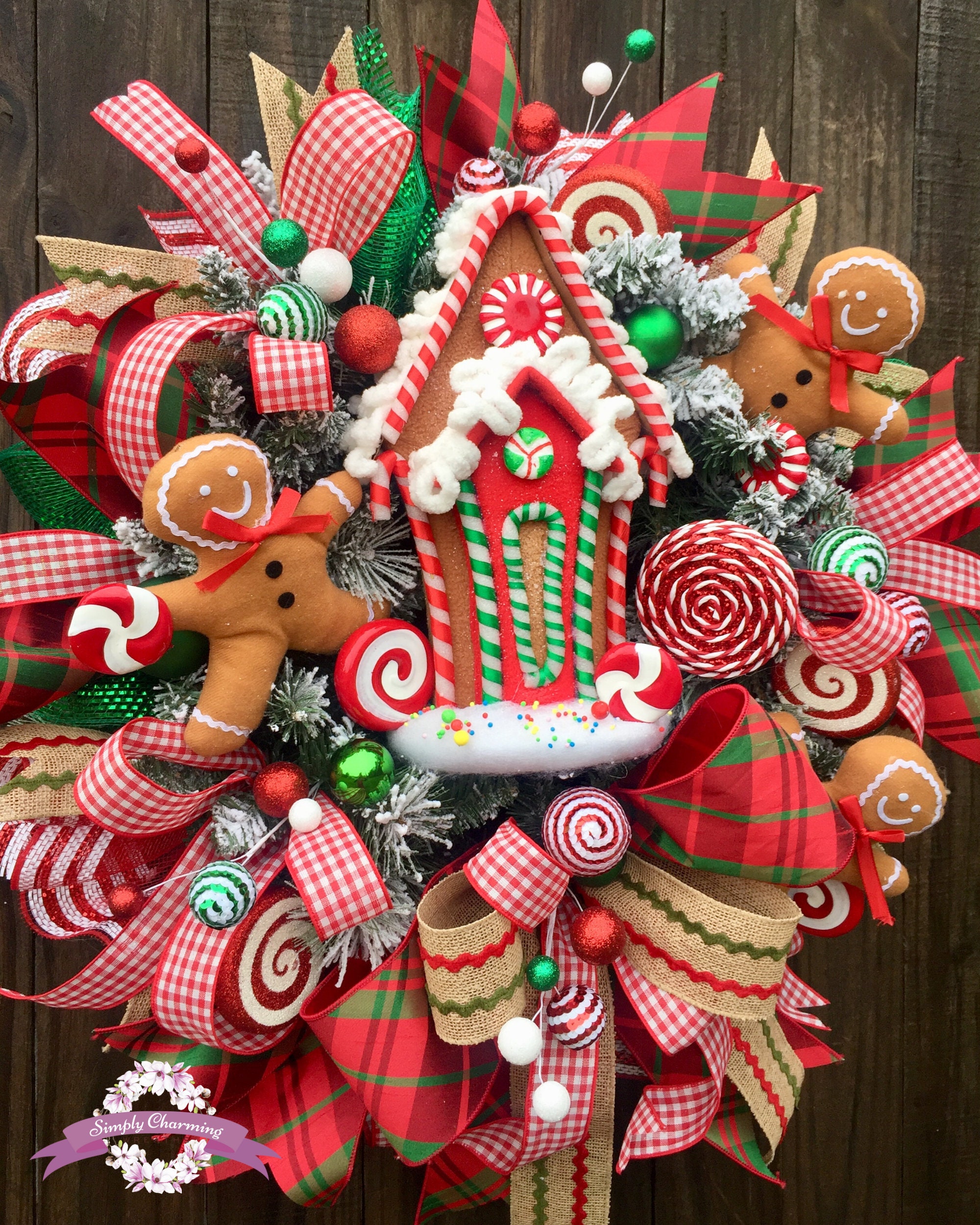 Gingerbread Wreath, Christmas Wreath, Traditional Christmas Wreath