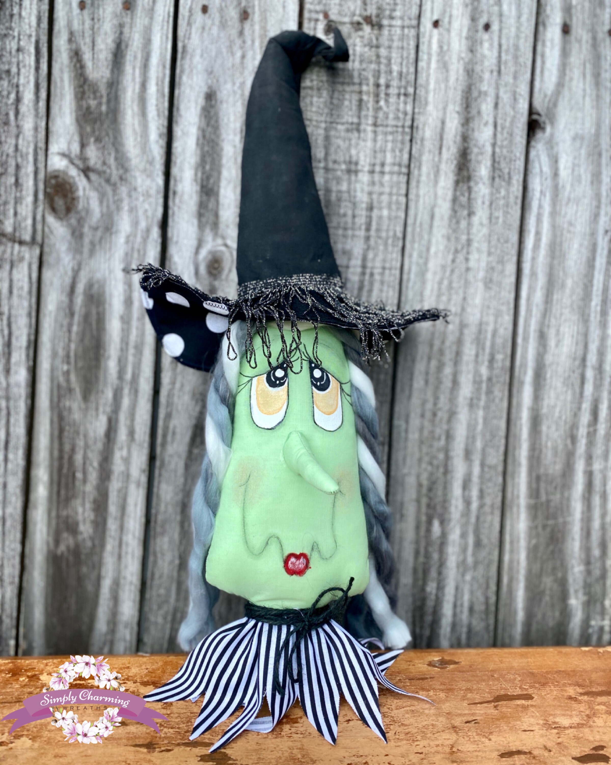 Witch Wreath Attachment, Green Witch, Halloween Wreath Attachment