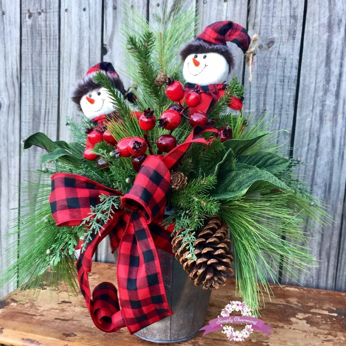 Christmas Snowman Centerpiece, Christmas Snowman Arrangement, Christmas ...