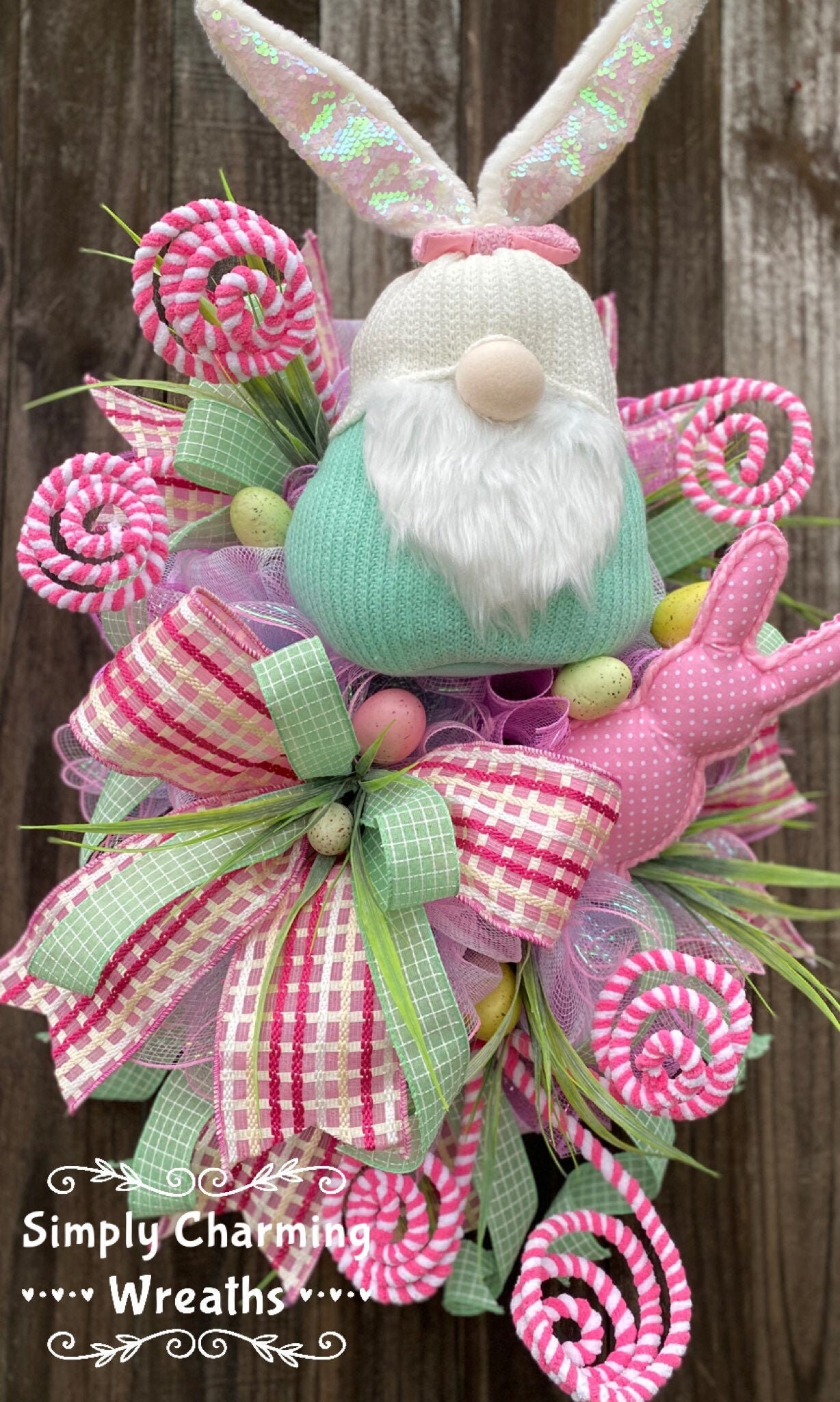 Download Easter Gnome Wreath, Gnome Spring Wreath, Gnome Bunny Wreath