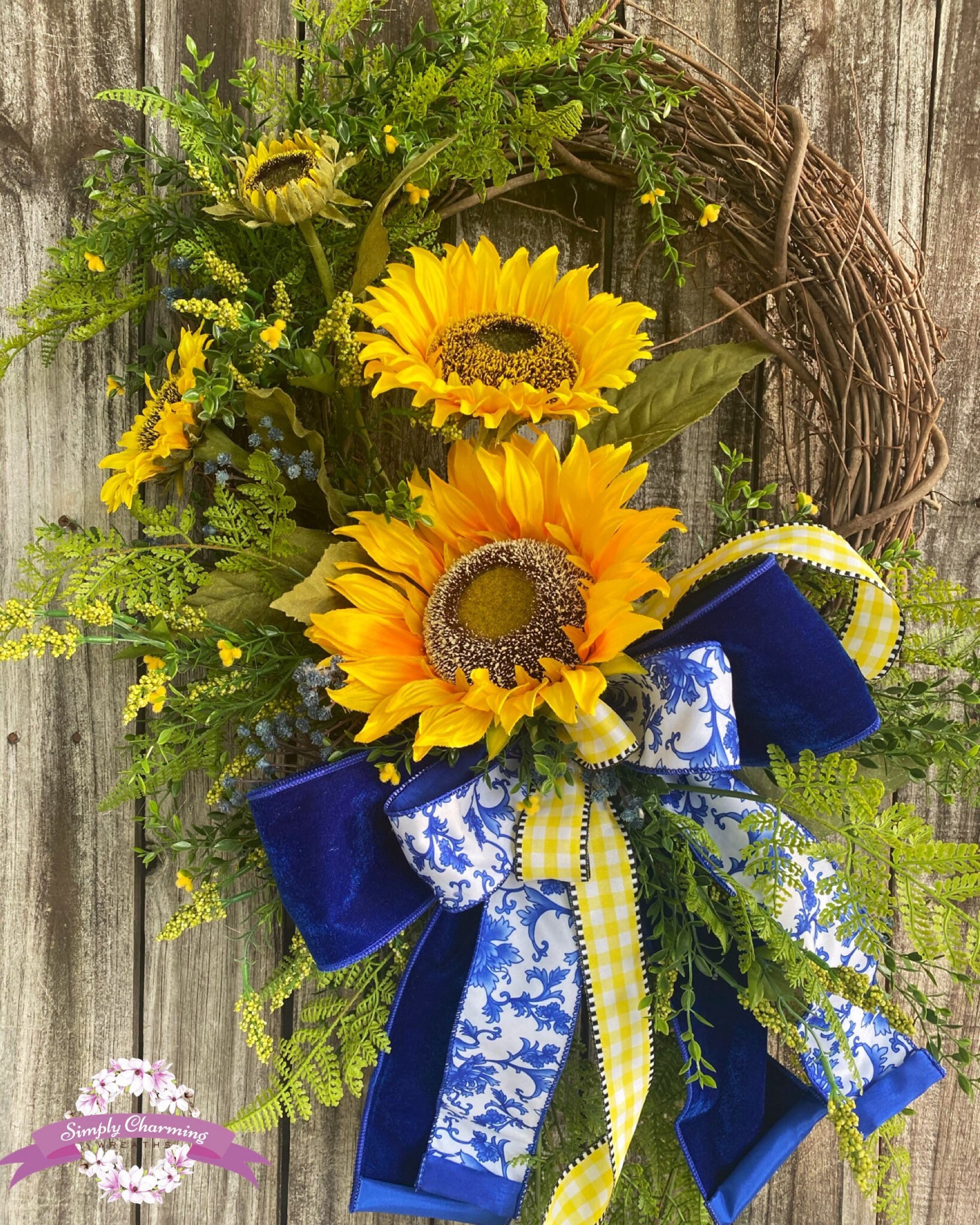 Summer Sunflower Wreath, summer Grapevine Wreath, Everyday Wreath