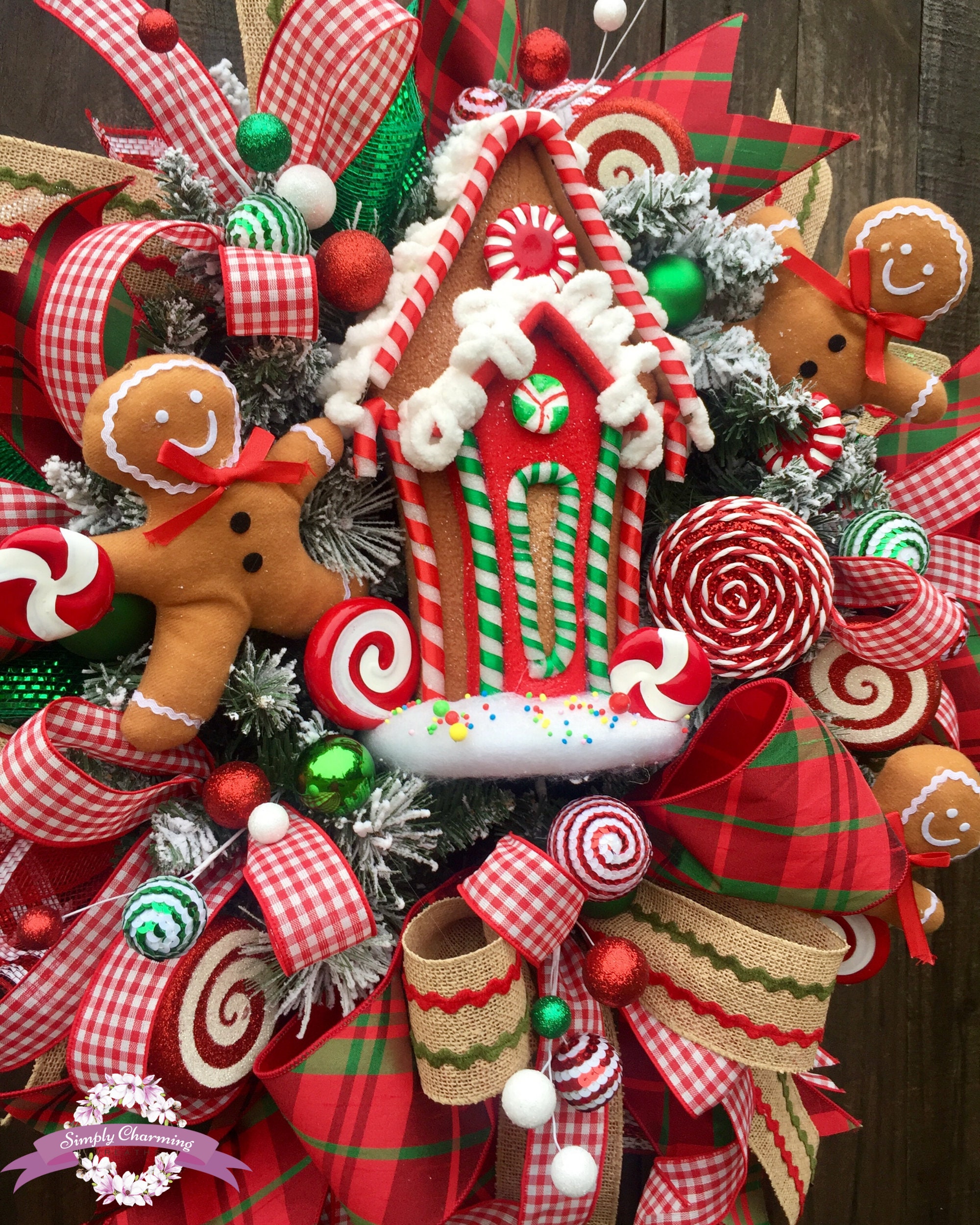 Gingerbread Wreath, Christmas Wreath, Traditional Christmas Wreath