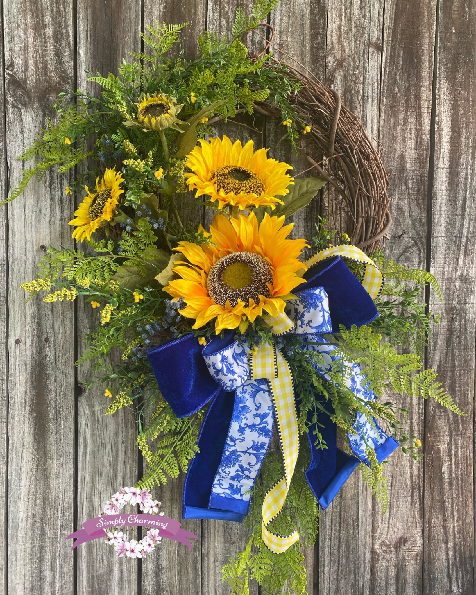 Summer Sunflower Wreath, summer Grapevine Wreath, Everyday Wreath