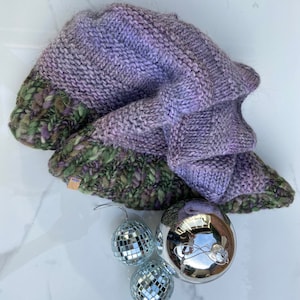 Grün, Mauve und Flieder 100% Wolle und Alpaka Schal