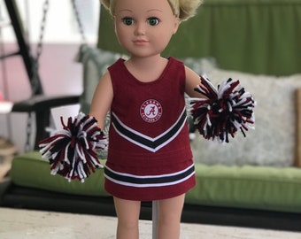 Alabama Crimson Tide cheer outfit for 18” doll (DOLL NOT INCLUDED)