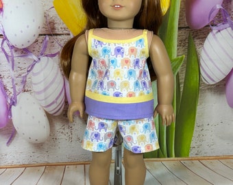 Elephant theme summer pajamas for 18" doll