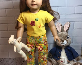 Brand New 8 inch Giggling Doll Brown Hair with Floral Patterned Pajamas by Gund 