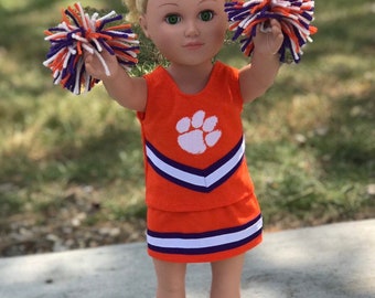 Clemson cheer outfit for 18" doll    (DOLL NOT INCLUDED)