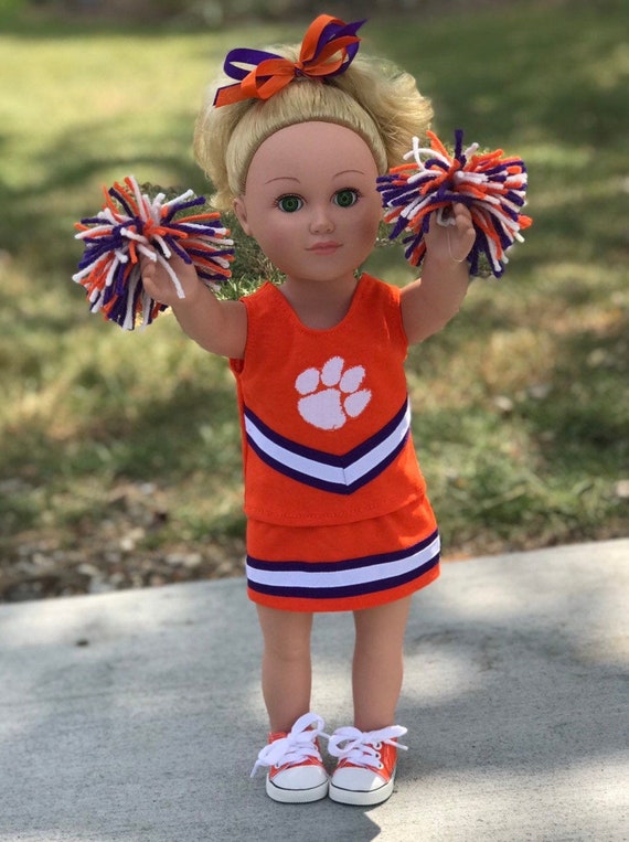 Clemson cheer outfit with shoes for 18 doll