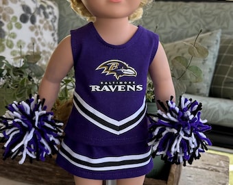 Baltimore Ravens cheer outfit for 18” doll