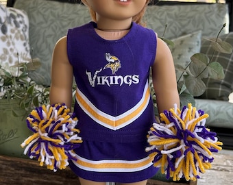 Minnesota Vikings cheer outfit for 18” doll (DOLL NOT INCLUDED)