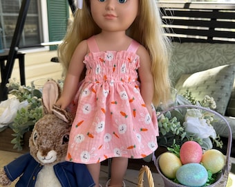 Pink bunny dress for 18" doll
