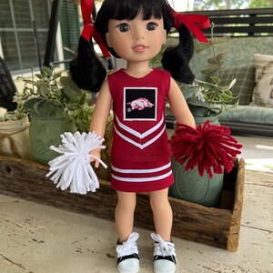 Arkansas Razorbacks cheer outfit for Wellie Wisher doll (14”)
