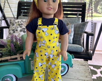 Snoopy theme overalls and t-shirt for 18&quot; doll