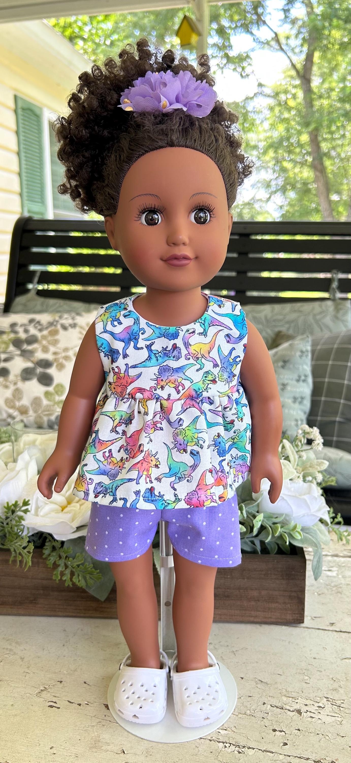 Dinosaur design shorts set with for 18" doll