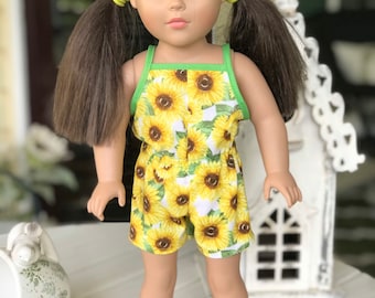 Sunflower romper for 18&quot; doll