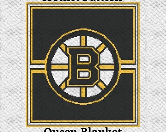 Pattern, Boston Bruins C2C Queen Blanket