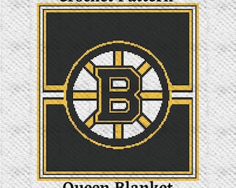 Patrón, manta tamaño queen C2C de los Boston Bruins