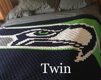 Pattern, Football Team Twin Blanket C2C Crochet Graph and Written Instructions