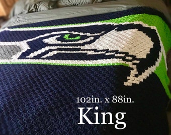 Pattern, Football Team King Size Blanket C2C Crochet Graph and Written Instructions.