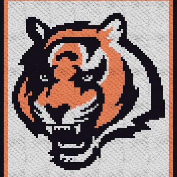 Pattern, Cincinnati Bengals C2C Crochet Afghan Blanket- Graph & Written Instructions