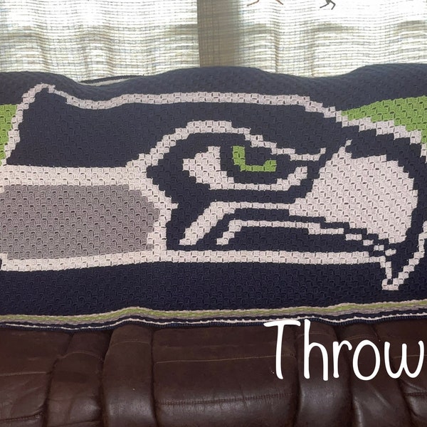 Pattern, Seattle Seahawks *THROW* C2C Crochet Graph and Written Instructions