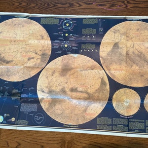 La planète rouge MARS National Geographic Society Poster 1973 Cartographic Edition Color vintage Estate Wall Art Map Nasa Space Expolration