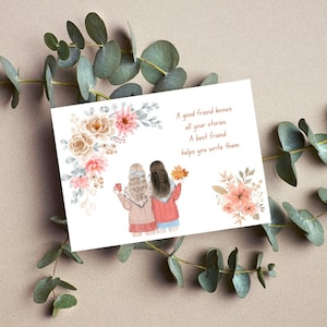 Printable Friendship Card, flowers, friendship greeting card, digital download, bestie card, wedding