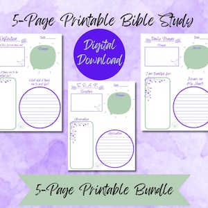 Digital Bible Study, Printable Digital Bible Template, Bible Summary, SOAP Journal/ Faith Reflection, Bible Study, Daily Prayer, Notes