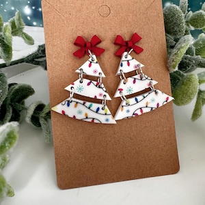 DIGITAL FILE - Layered Christmas Tree Earring SVG file for laser with optional toppers