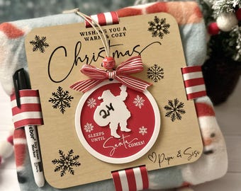 Etiqueta de manta cortada a láser SVG: Adorno navideño de Papá Noel (archivo digital)