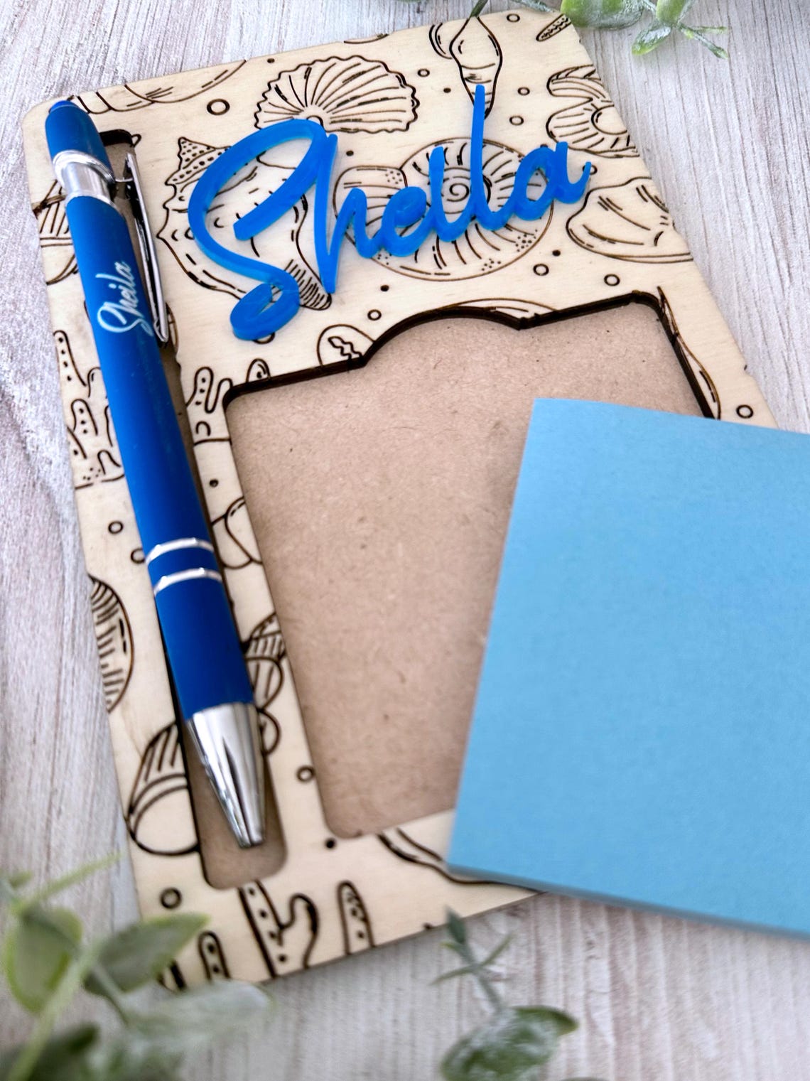 Personalized Beach Theme Sticky Note Holder and Pen Set (digital File ...